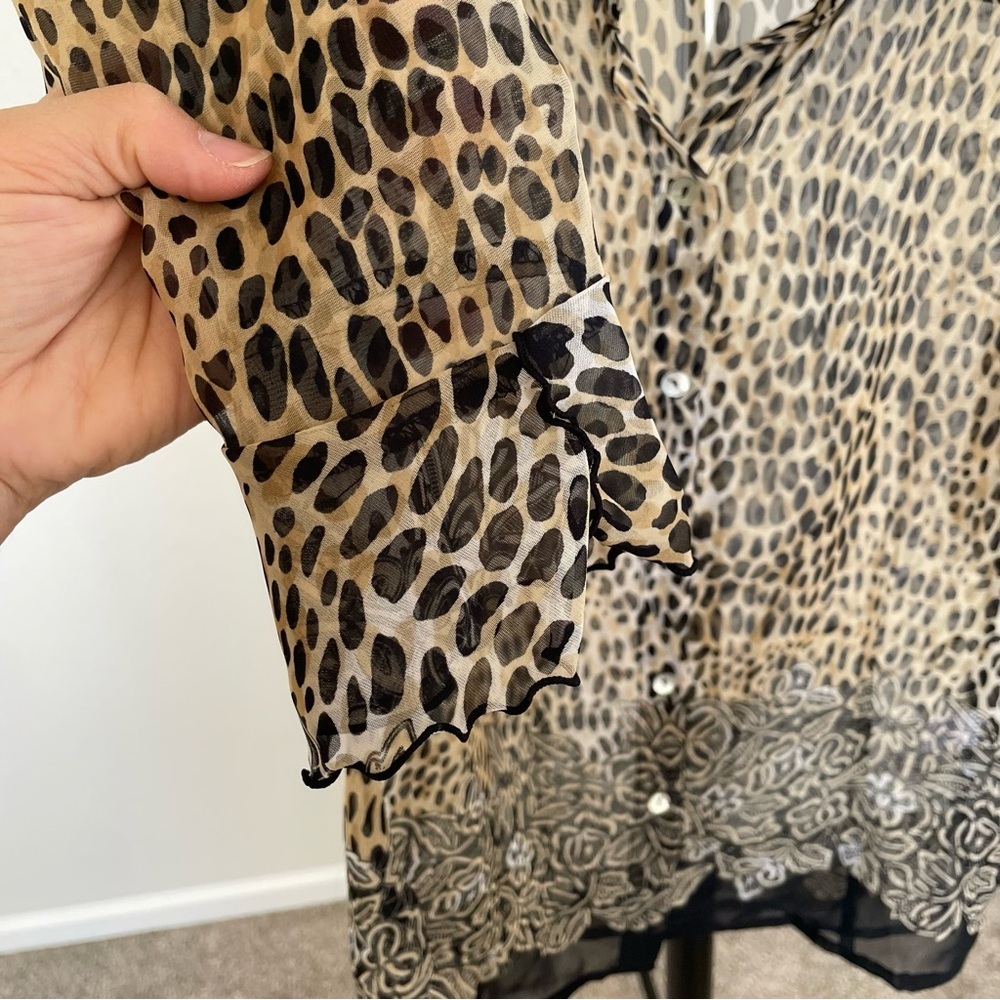 Nicola Sheer Leopard Print Long Sleeve Blouse Medium - Picture 5 of 6